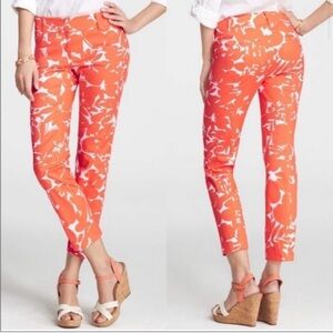 Ann Taylor Orange and White Carnegie Crop Pants - Size 8